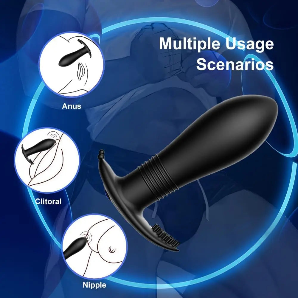 Remote Control Anal Plug, 30g Mini Butt Plug with 10 Vibration Modes, Button & App Controlled Strong Vibrating Toy for Couples