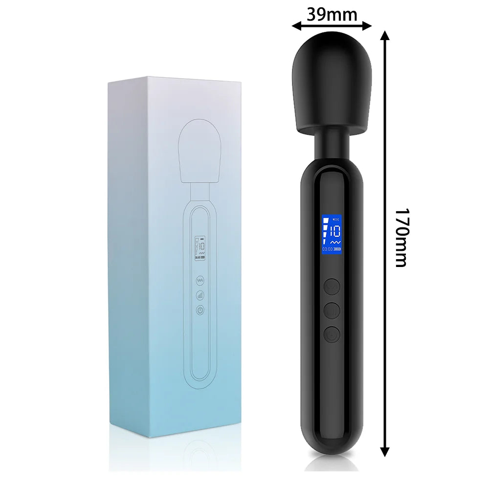 Multi-Functional Waterproof Silicone Massage Stick Vibrator for Women with LCD Display 10 Frequencies 4 Speeds Adult Sexy Toy
