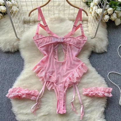 Plus Size Sexy Bra Set  Women's Sexy Lingerie Babydoll Intimates Underwear Bra Panties Set G-string Garter Belt Sexi Lenceria