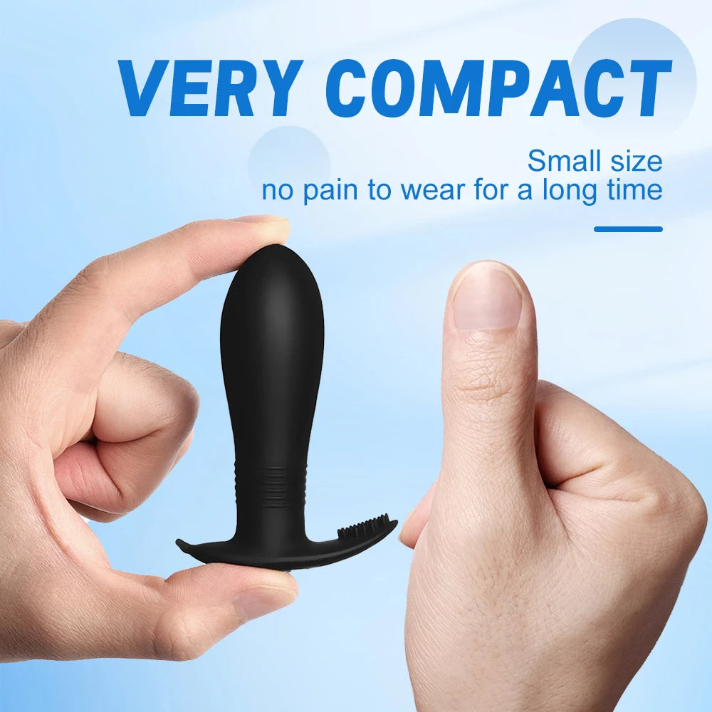 Remote Control Anal Plug, 30g Mini Butt Plug with 10 Vibration Modes, Button & App Controlled Strong Vibrating Toy for Couples
