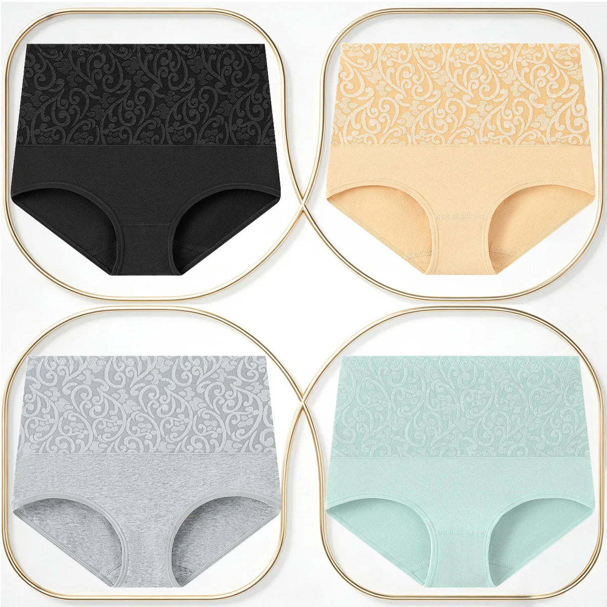 Cotton Women's Underwear for Women High Waisted Briefs Soft Ladies Panties Full Coverage Woman Underpants Lingeries Femme 4 Pack