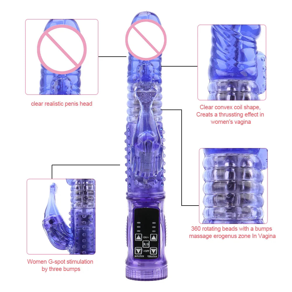 22cm Rotating Beads Vibrators For Women Clitoris Stimulator Vaginal Anal Plug Dildos Female Masturbator Sex Toys Erotic Products