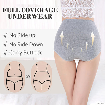 Cotton Women's Underwear for Women High Waisted Briefs Soft Ladies Panties Full Coverage Woman Underpants Lingeries Femme 4 Pack