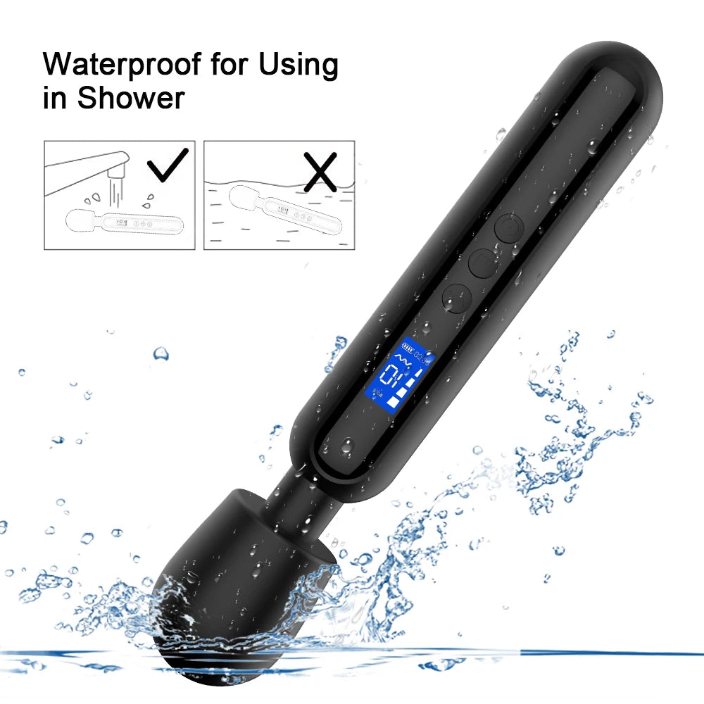 Multi-Functional Waterproof Silicone Massage Stick Vibrator for Women with LCD Display 10 Frequencies 4 Speeds Adult Sexy Toy