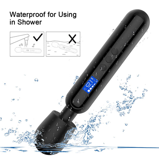 Multi-Functional Waterproof Silicone Massage Stick Vibrator for Women with LCD Display 10 Frequencies 4 Speeds Adult Sexy Toy