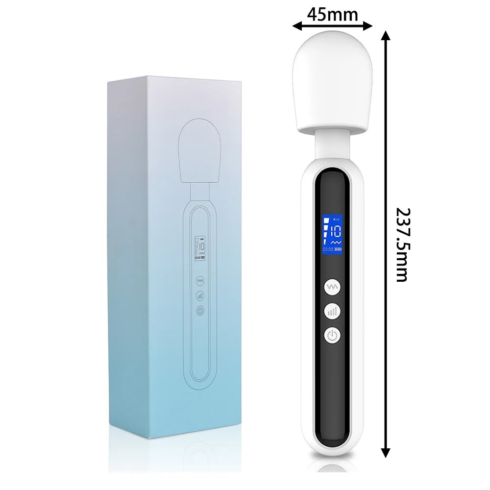 Multi-Functional Waterproof Silicone Massage Stick Vibrator for Women with LCD Display 10 Frequencies 4 Speeds Adult Sexy Toy